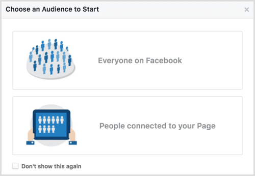 Facebook Audience Insights sceglie il pubblico per iniziare
