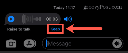 iphone mantiene il messaggio audio ricevuto