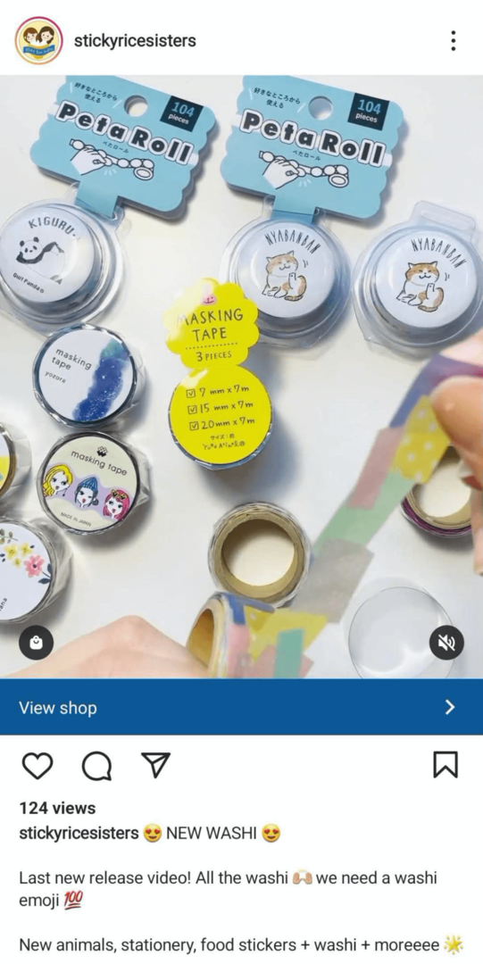 esempio di video di Instagram che mostra la linea di prodotti