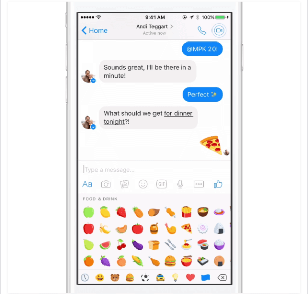 ridimensionamento emoji di facebook messenger