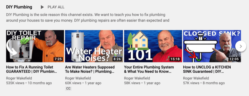 Playlist di YouTube di Roger Wakfield per impianti idraulici fai-da-te