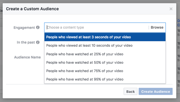 Scegli come target le persone in base alla quantità di video che hanno guardato.