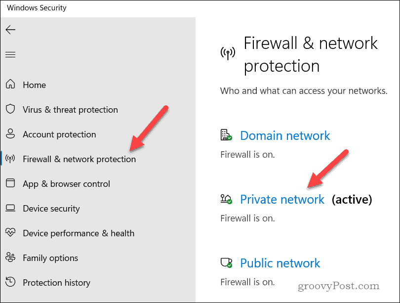 Apri le proprietà del firewall di Windows