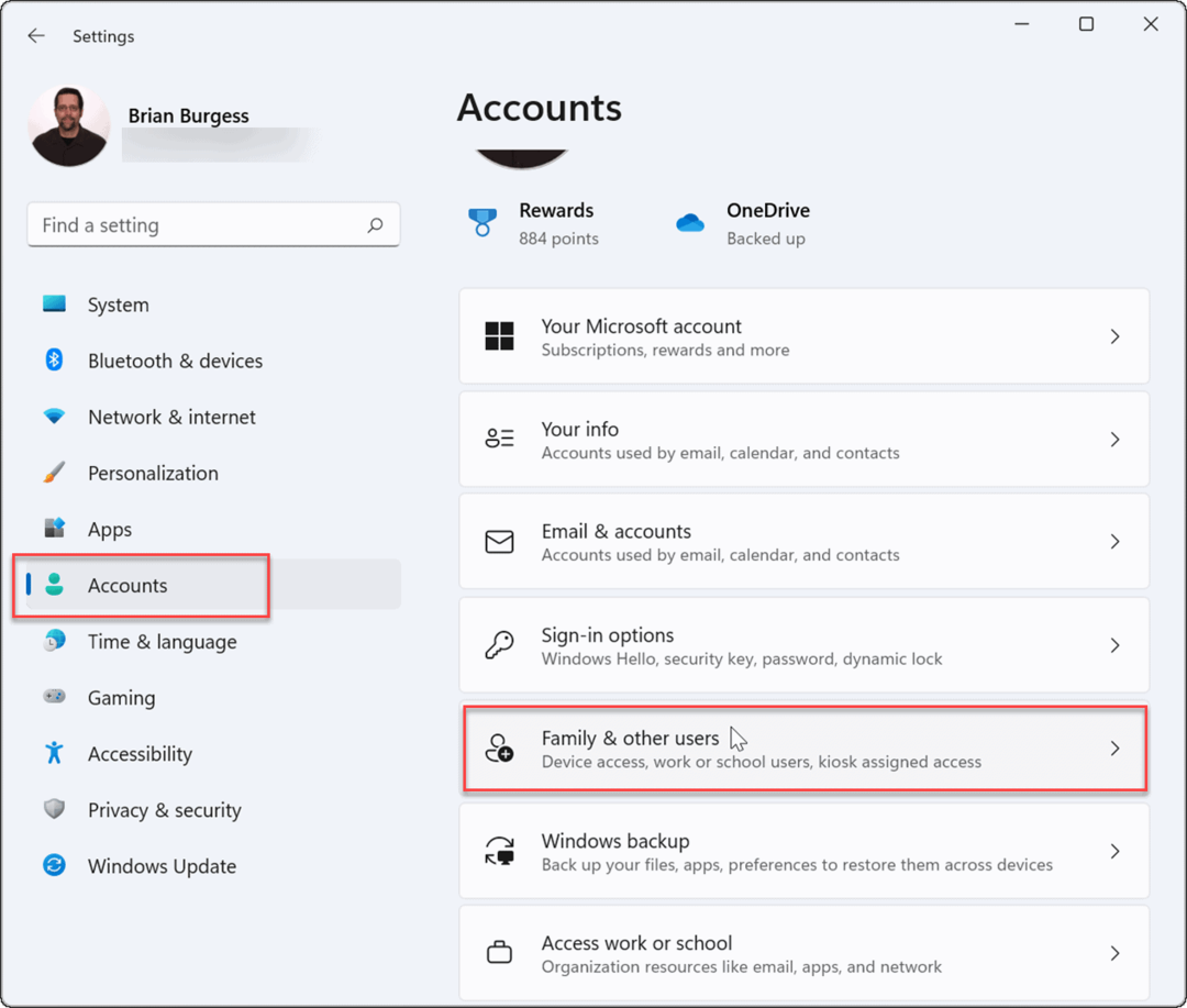 le impostazioni degli account creano un account ospite su Windows 11