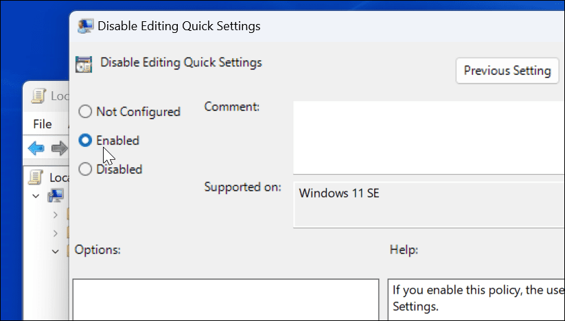 Impedisci modifiche alle impostazioni rapide su Windows 11