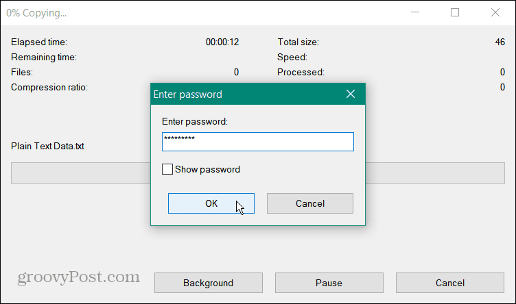 Proteggi con password un file di testo