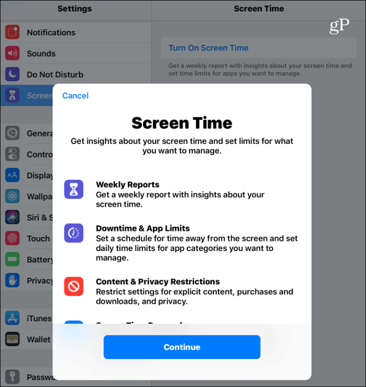 Abilita Screen Time iOS 12