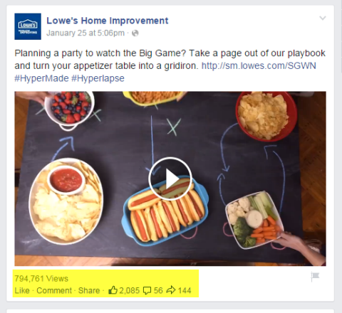 abbassa il video post sul miglioramento della casa su Facebook