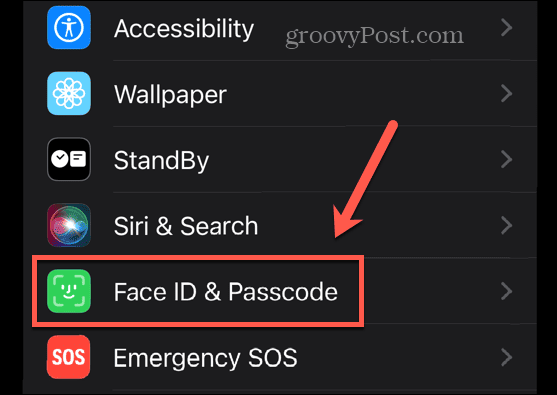 Impostazioni del Face ID e del passcode di Whatsapp