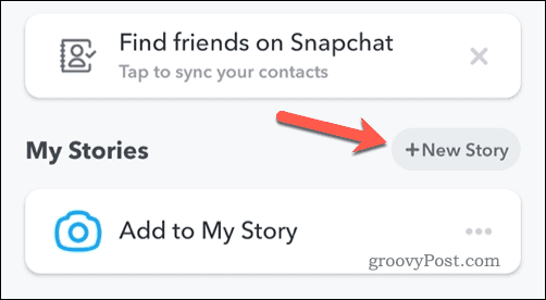Creazione di una nuova storia di Snapchat