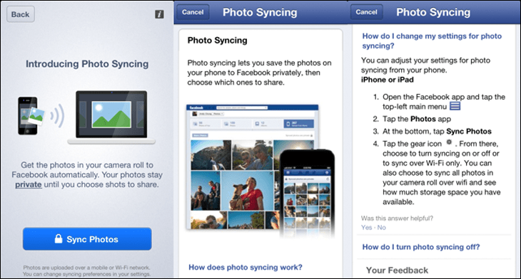 Utilizzo dell'app Facebook Moments per la gestione delle foto sincronizzate