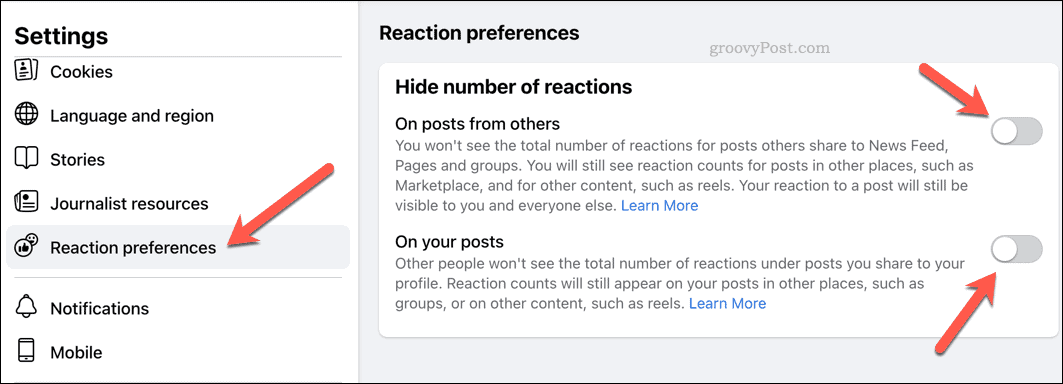 Modifica le preferenze di reazione su Facebook