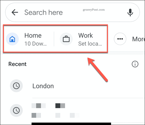 Icone degli indirizzi di casa e lavoro di Google Maps