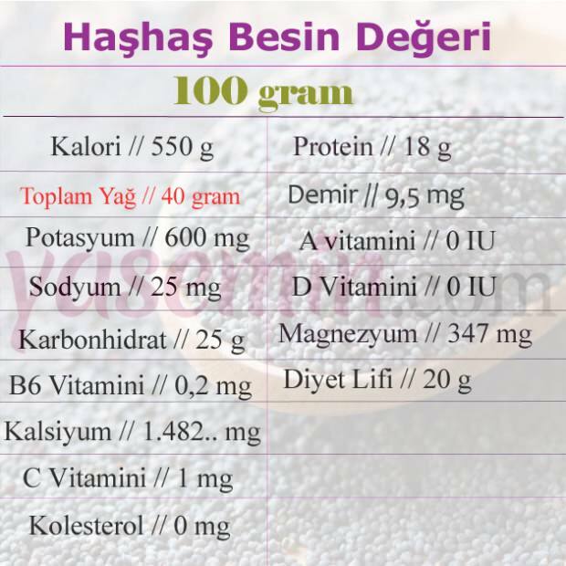 valore nutrizionale dei semi di papavero