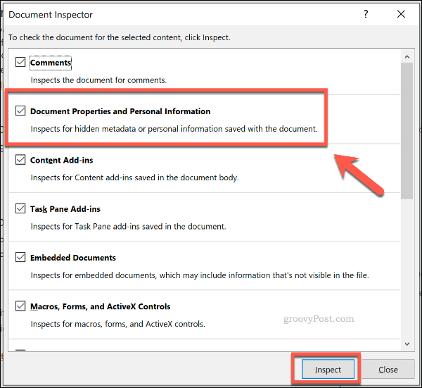 Finestra di ispezione documenti in PowerPoint