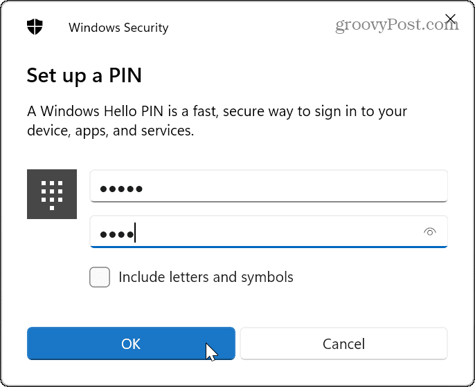 PIN per accedere a Windows 11