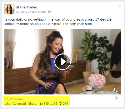 marie forleo video post su facebook