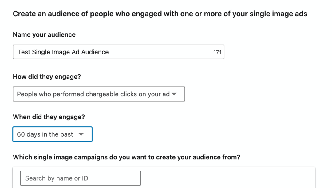 Configurazione del pubblico di retargeting di LinkedIn