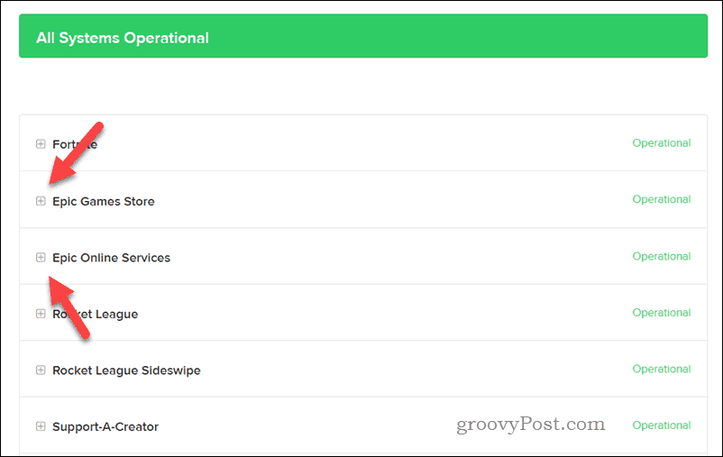 Stato del servizio Epic Games
