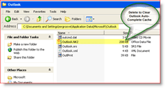 Cancella cache completa automatica Outlook - Windows XP