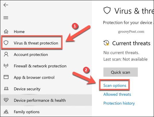 Personalizzazione di una scansione di sicurezza di Windows