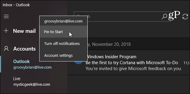 Pin Email Windows 10 Avvia l'app Mail