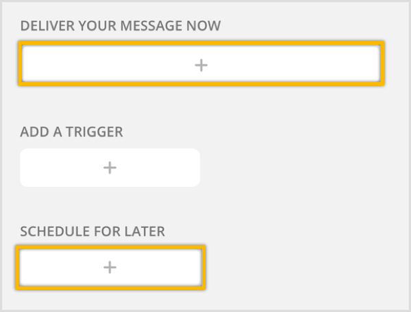 Fare clic sul pulsante + per creare un nuovo messaggio di trasmissione.