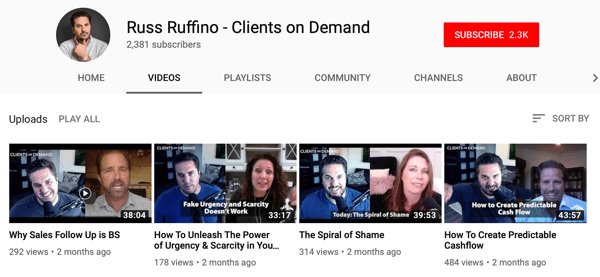 Modi per le aziende B2B di utilizzare video online, Russ Ruffino campione del canale YouTube di video di interviste