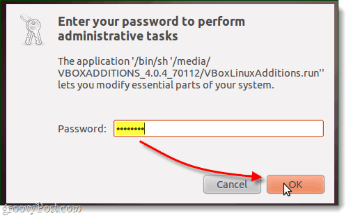 digitare la password dell'amministratore per l'autenticazione