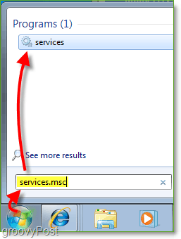 utilizzare il menu Start per accedere a services.msc