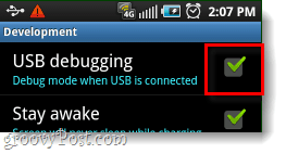 modalità debug usb android