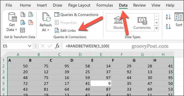 Modifica dei collegamenti in Excel