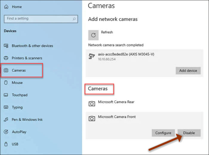 Windows 10 impostazioni della fotocamera