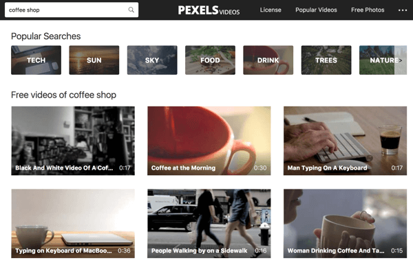 Pexels Videos semplifica la ricerca per parole chiave per i filmati.