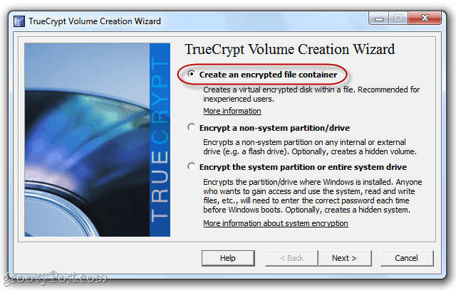 creare un volume in TrueCrypt