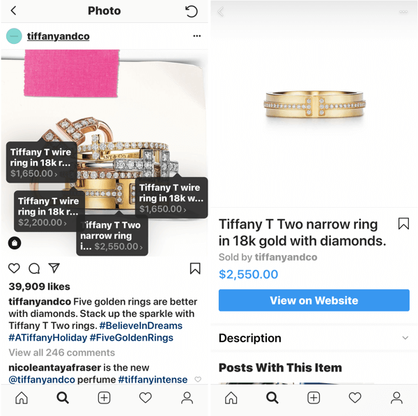 Come migliorare le tue foto Instagram, post di immagini acquistabili di Tiffany & Co.