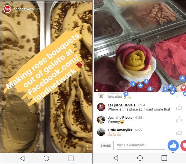 Instagram storie rete alimentare