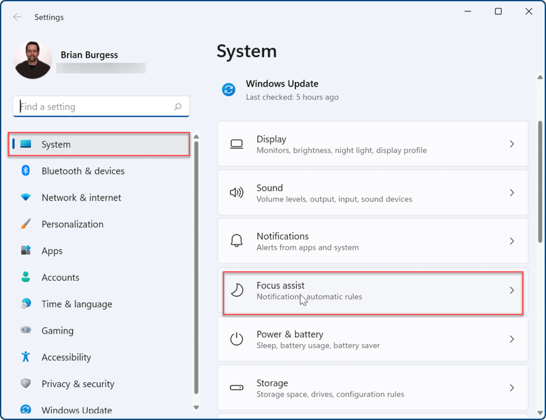 usa Focus Assist su Windows 11 