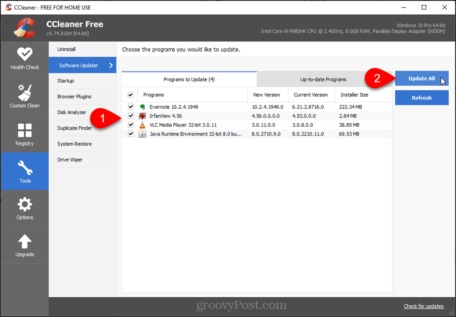 Software Updater in CCleaner