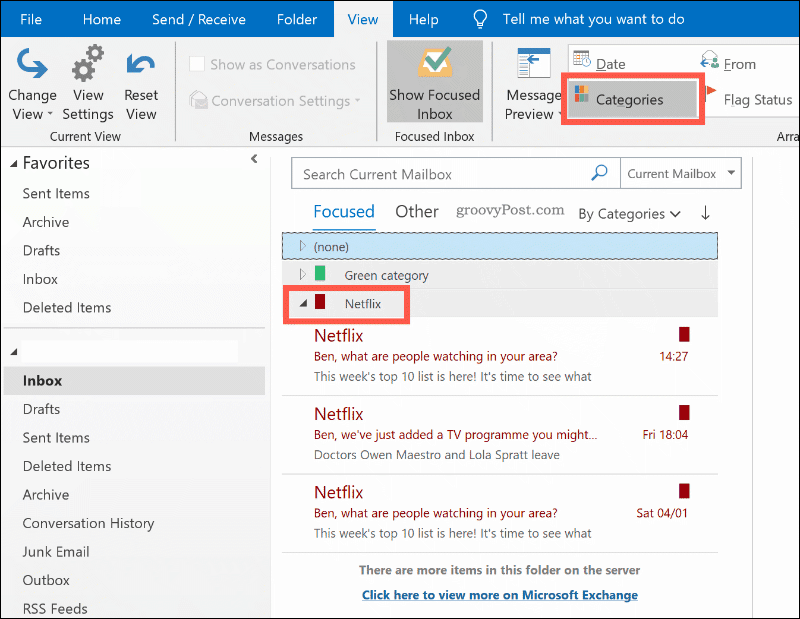 Email ordinate per categoria di colore in Outlook