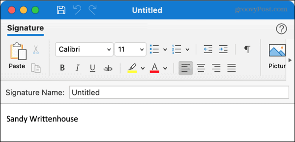 Crea una nuova firma in Outlook su Mac