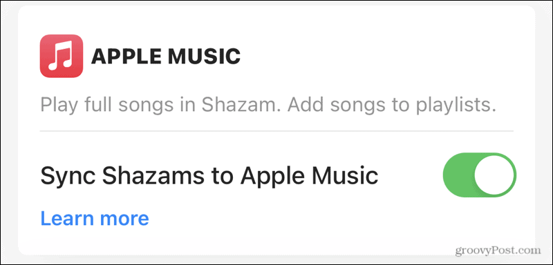 Sincronizza Apple Music con Shazam