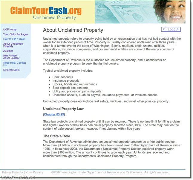 claimyourcash.org proprietà non rivendicata
