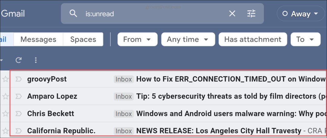 Trova le email non lette in Gmail