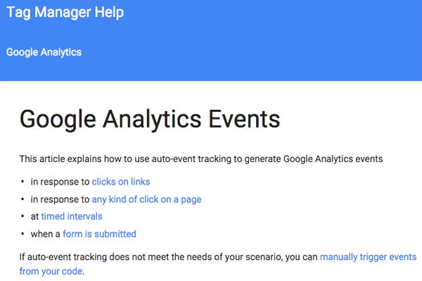 eventi di google tag manager