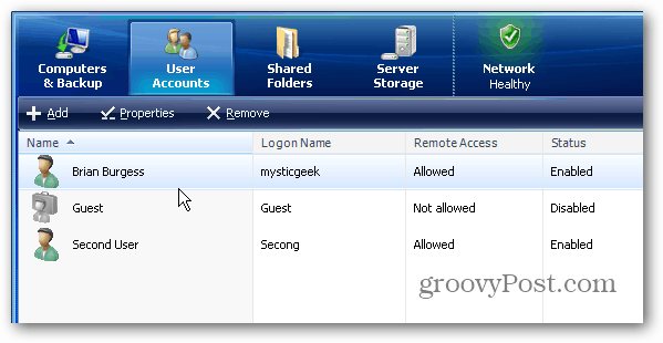 Come aggiungere account utente a Windows Home Server