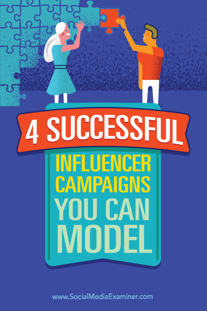 Suggerimenti su quattro esempi di campagne di influencer e su come entrare in contatto con gli influencer.