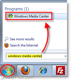 Windows 7 Media Center: apri Windows Media Center