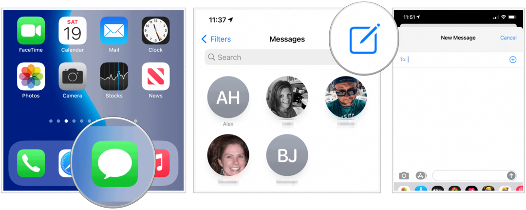 iOS 14 crea messaggio di gruppo