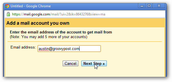 aggiungi indirizzo email